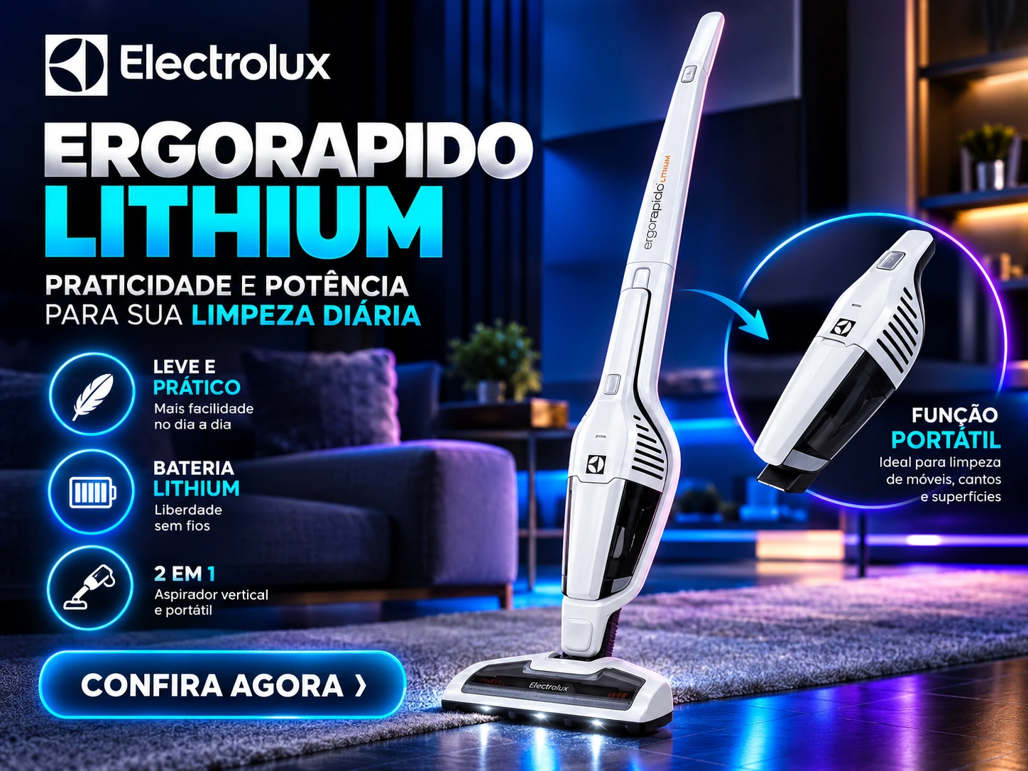 Aspirador Vertical Electrolux Ergorapido 2 em 1 ERG21 Bivolt — imagem 2